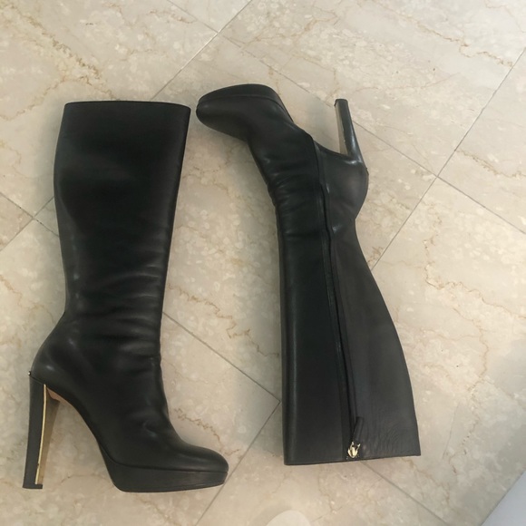 Dior Shoes - Christian Dior Black Leather Knee Boots Miss Dior SZ 40